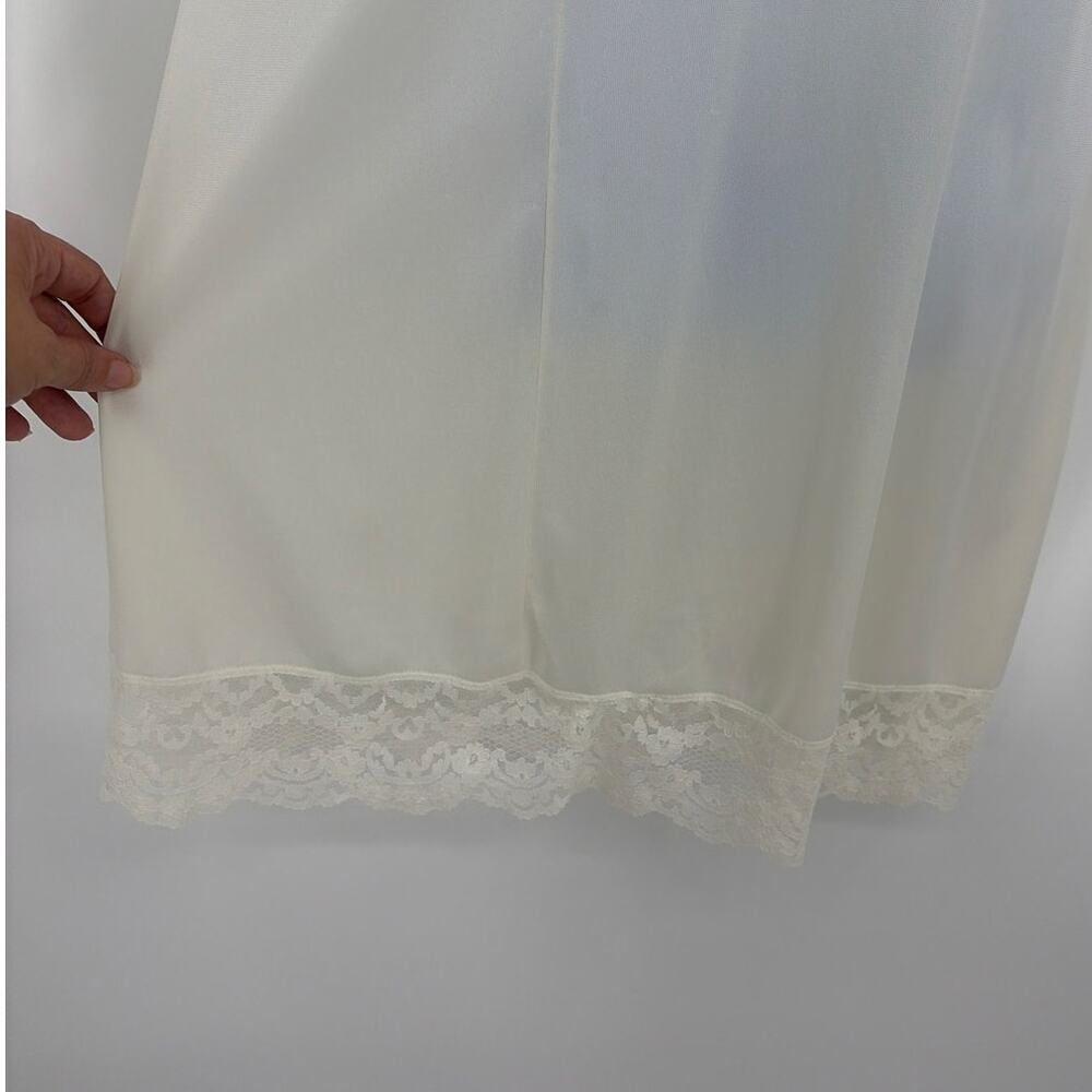 Vtg Lingerie Ivory Lace Trim Slip Dress Sz M Nightgown Coquette Fairy Cottage - Picture 5 of 9